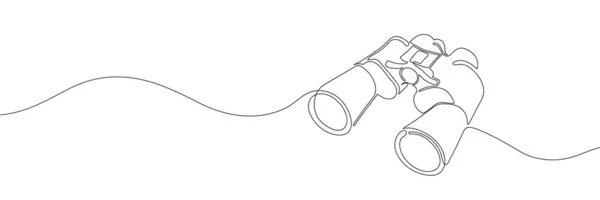 Binocular Continuous Single Line Drawing Ilustrasi Vektor - Stok Vektor