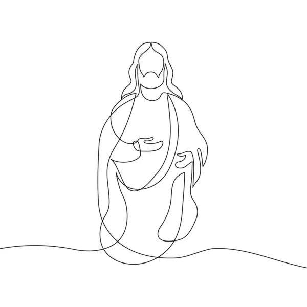 Desenho Linha Contínua Jesus Cristo Filho Deus Ilustração Bíblica Páscoa — Vetor de Stock