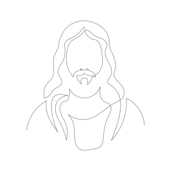 Непрерывное Рисование Линии Иисуса Христа Сына Божьего Библейская Пасхальная Иллюстрация — стоковый вектор