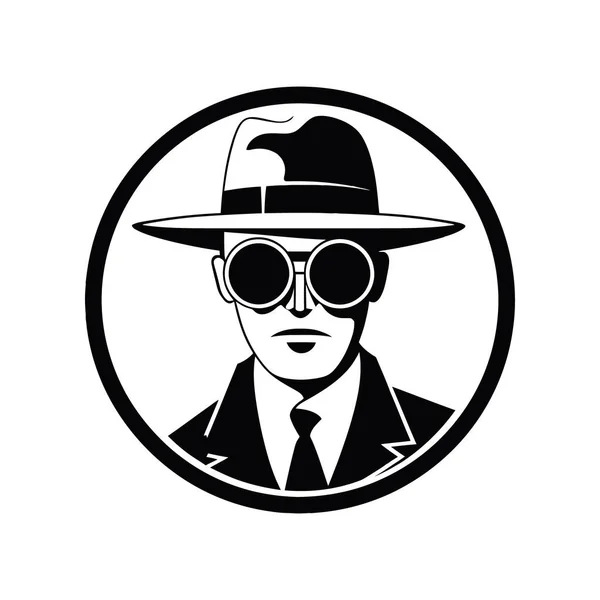 Ladro Criminale Rapinatore Logo Isolato Sfondo Bianco Illustrazione Vettoriale — Vettoriale Stock