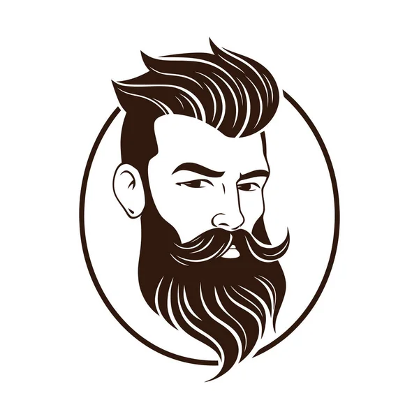 Barbearia Design Logotipo Para Barbearia Masculina Homem Com Barba Ilustração —  Vetores de Stock