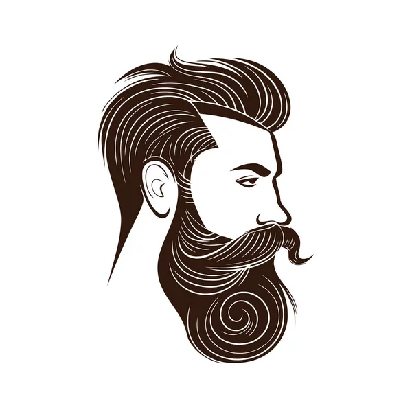Barbearia Design Logotipo Para Barbearia Mens Homem Com Barba Ilustração —  Vetores de Stock