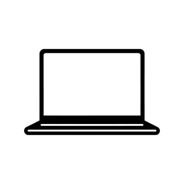 Beyaz arka planda siyah dizüstü bilgisayar simgesi. Basit tasarım. Vektör illüstrasyonu