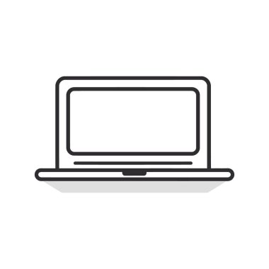 Beyaz arka planda siyah dizüstü bilgisayar simgesi. Basit tasarım. Vektör illüstrasyonu