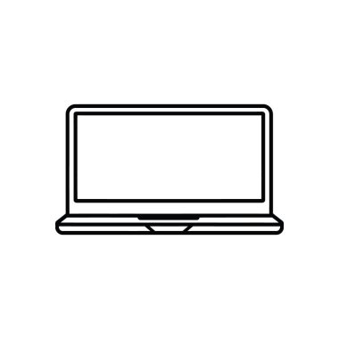 Beyaz arka planda siyah dizüstü bilgisayar simgesi. Basit tasarım. Vektör illüstrasyonu