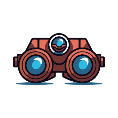 Gözlem için dürbün. Çizgi film tarzında tek bir simge beyaz arkaplanda izole edildi. Logo. Vektör illüstrasyonu