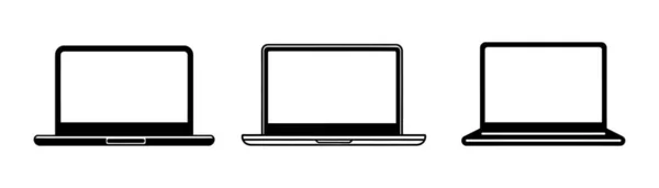 Установите Черный Значок Ноутбука Белом Фоне Простой Дизайн Векторная Иллюстрация — стоковый вектор