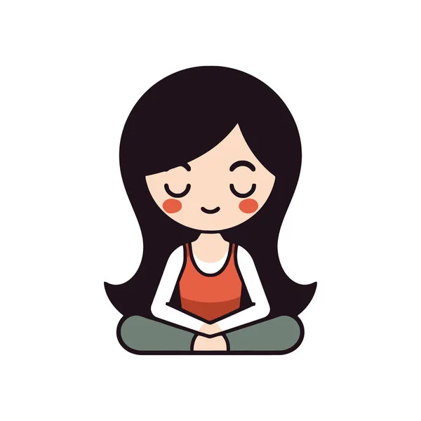 Une Femme Assise Position Lotus Logo Style Plat Isolé Sur — Image vectorielle