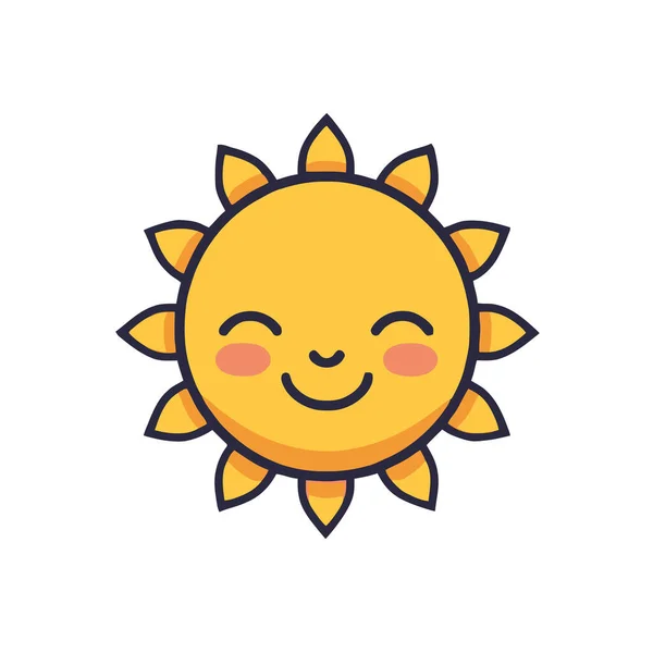 Cute Sun Icon White Background Flat Style Vector Illustration — Stock Vector