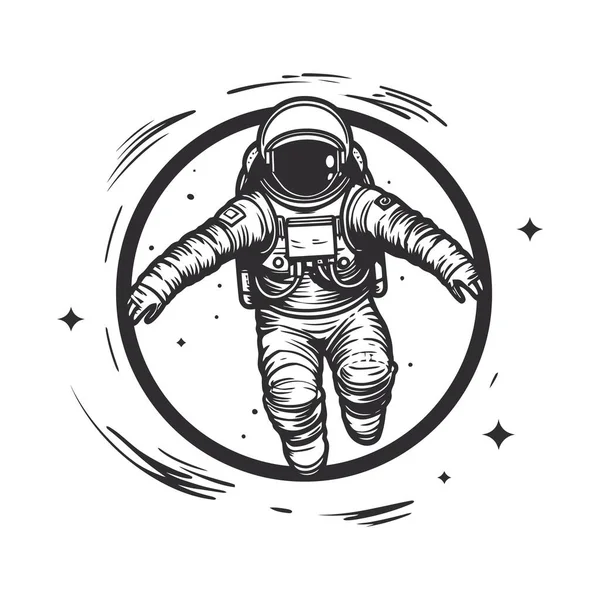 Astronauta Espaço Homem Fato Fundo Universo Infinito Logotipo Monocromático Sobre —  Vetores de Stock