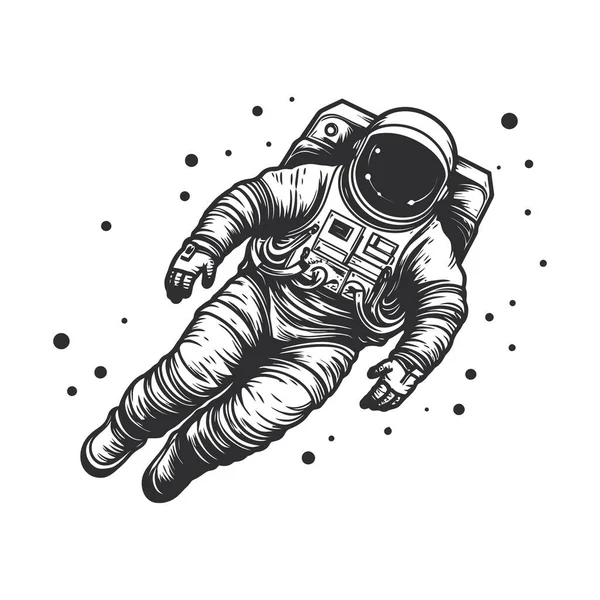 Astronauta Espacio Hombre Con Traje Fondo Universo Infinito Logo Monocromático — Vector de stock