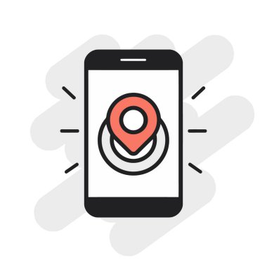 Beyaz izole arkaplanda düz çizgi film tarzında akıllı telefon simgesi. Vektör illüstrasyonu