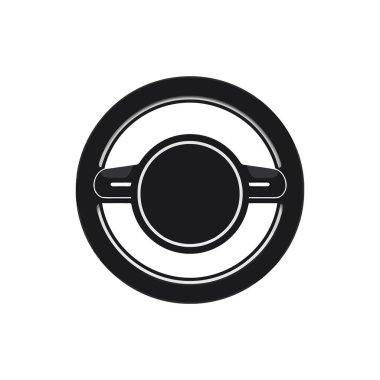 İzole edilmiş beyaz arka planda araba direksiyon ikonu. Vektör illüstrasyonu