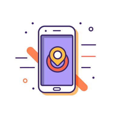 Beyaz izole arkaplanda düz çizgi film tarzında akıllı telefon simgesi. Vektör illüstrasyonu