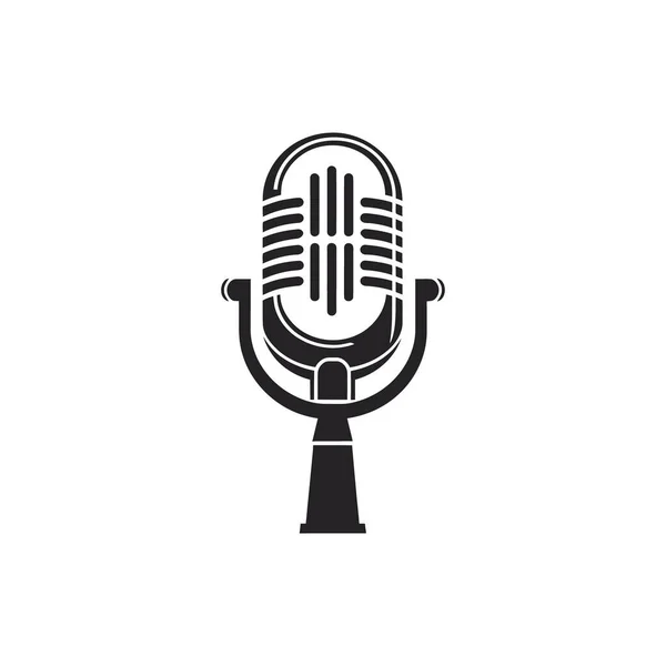 Microphone Rétro Noir Logo Sur Fond Blanc Illustration Vectorielle — Image vectorielle