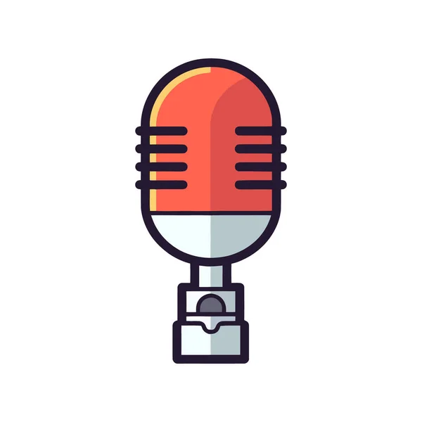 Microphone Icon Cartoon Style Flat Design Vector Illustration — Stock Vector
