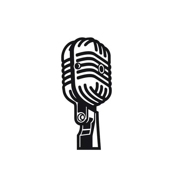 Microphone Rétro Noir Logo Sur Fond Blanc Illustration Vectorielle — Image vectorielle