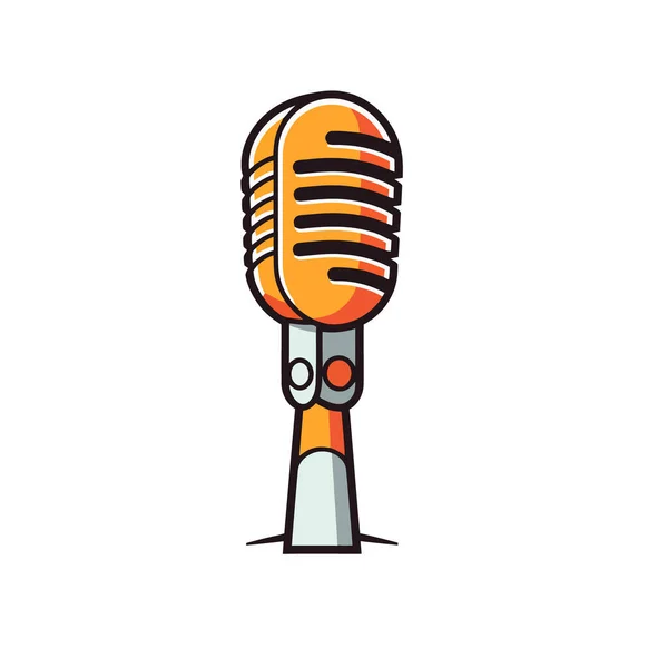 Icône Microphone Style Dessin Animé Design Plat Illustration Vectorielle — Image vectorielle