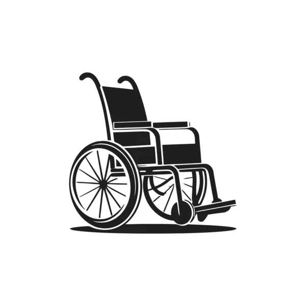 Beyaz Arka Planda Düz Siyah Tekerlekli Sandalye Ikonu Vektör Illüstrasyonu — Stok Vektör
