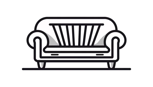 Sofa Symbol Lineares Stilschild Auf Weißem Hintergrund Vektorillustration — Stockvektor