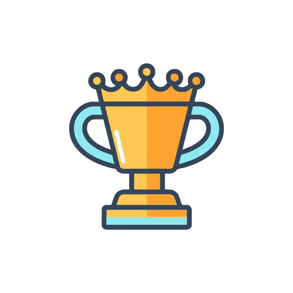 Meisterschaftspreis Goldener Pokal Auszeichnungssymbol Flachen Stil Isoliert Auf Weißem Hintergrund — Stockvektor