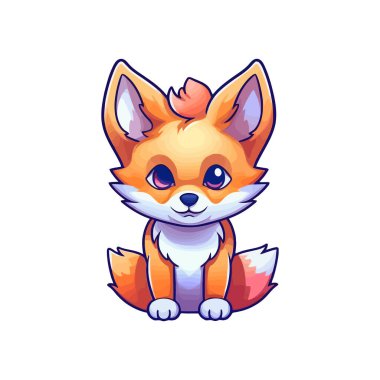 Tilki işareti. Çizgi film tarzı parlak tilki. Vektör illüstrasyonu