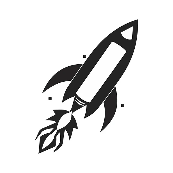 Ракетный Корабль Огнём Изолированный Белом Фоне Икона Плоская Летающей Ракетой — стоковый вектор