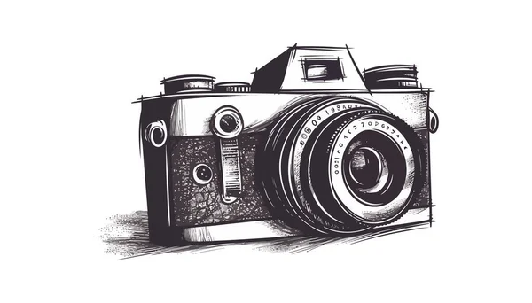 Beyaz Arka Planda Klasik Kamera Evet Vektör Illüstrasyonu — Stok Vektör