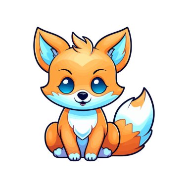 Tilki işareti. Çizgi film tarzı parlak tilki. Vektör illüstrasyonu