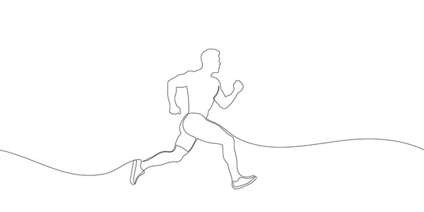Continuous One Line Drawing Running Sportsman Sports Running Vector Illustration — Stock Vector