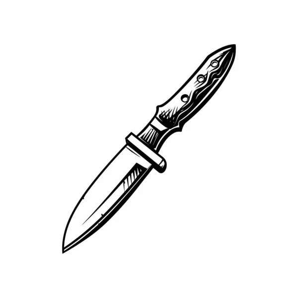 Black Knife Icon Flat Style Isolated White Background Hunting Knife — Stock Vector