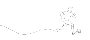 Top oynayan bir futbolcunun sürekli çizdiği çizgiler. Futbol mu? Vektör illüstrasyonu