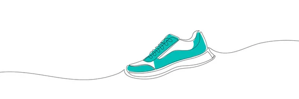 Sneakers Σχεδιάζονται Μία Γραμμή Αθλητικά Παπούτσια Γραμμικό Στυλ Συνεχής Μία — Διανυσματικό Αρχείο