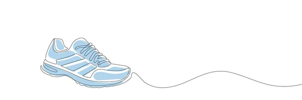 Tênis São Desenhados Com Uma Linha Sapatos Esportivos Estilo Linear —  Vetores de Stock
