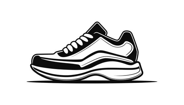 Sapatos Esportivos Sapatilhas Ícone Preto Design Plano Sobre Fundo Branco — Vetor de Stock