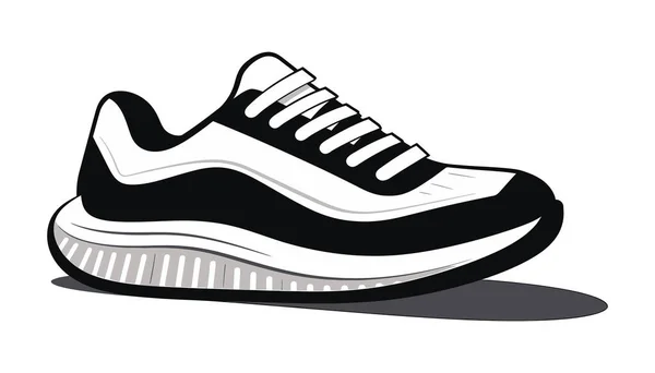 Αθλητικά Παπούτσια Sneakers Μαύρο Εικονίδιο Επίπεδη Σχεδίαση Λευκό Φόντο Εικονογράφηση — Διανυσματικό Αρχείο