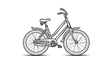 Bisiklet ikonu. Beyaz arka planda siyah renkli düz çizim. Vektör illüstrasyonu