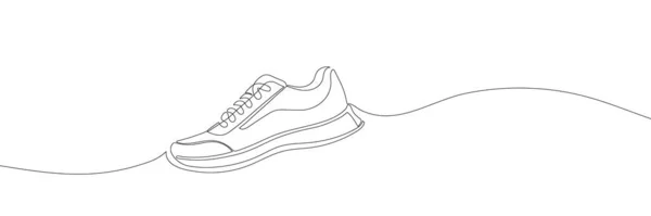 运动鞋是用一条线画的 运动鞋呈直线型 连续一行 矢量说明 — 图库矢量图片