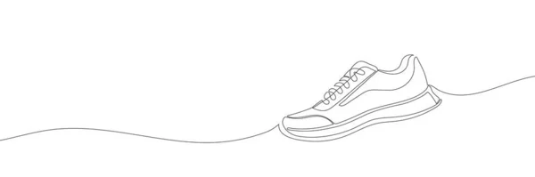 Tênis São Desenhados Com Uma Linha Sapatos Esportivos Estilo Linear — Vetor de Stock