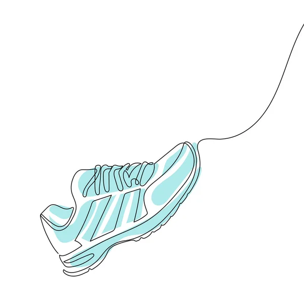 Tênis São Desenhados Com Uma Linha Sapatos Esportivos Estilo Linear — Vetor de Stock