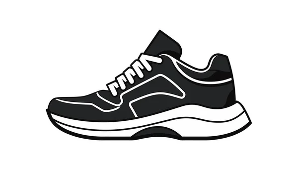 Buty Sportowe Trampki Czarna Ikona Płaski Wzór Białym Tle Ilustracja — Wektor stockowy