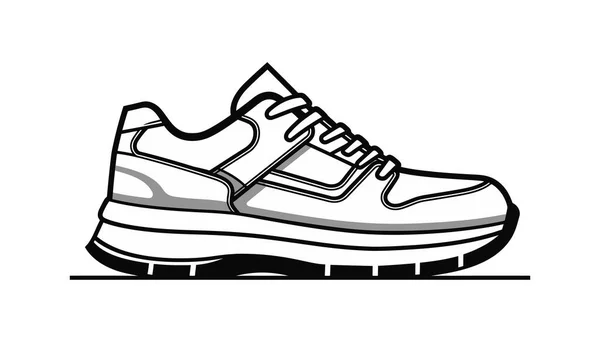Αθλητικά Παπούτσια Sneakers Μαύρο Εικονίδιο Επίπεδη Σχεδίαση Λευκό Φόντο Εικονογράφηση — Διανυσματικό Αρχείο