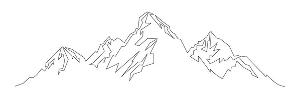 Pemandangan Gunung Dalam Satu Garis Satu Garis Pegunungan Yang Berkelanjutan - Stok Vektor