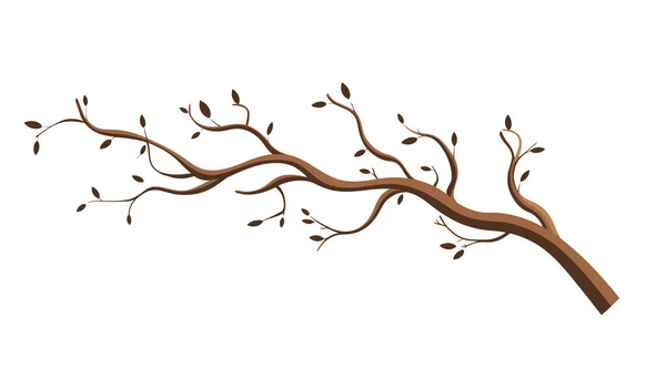 フラットスタイルのツリーブランチ 異なる葉を持つ春の木の枝 ベクトルイラスト — ストックベクタ