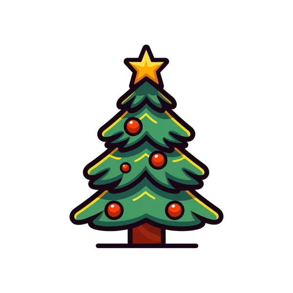 Εικόνα Χριστουγεννιάτικου Δέντρου Απλό Στυλ Εικονογράφηση Διανύσματος — Διανυσματικό Αρχείο