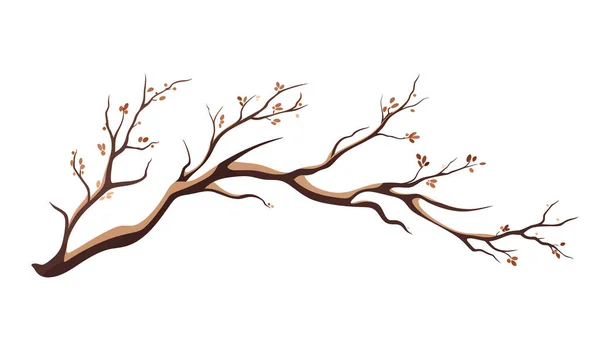 Δέντρο Κλαδί Επίπεδη Στυλ Κλαδιά Ανοιξιάτικων Δέντρων Διαφορετικά Φύλλα Εικονογράφηση — Διανυσματικό Αρχείο