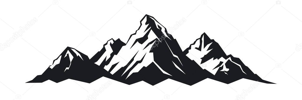 Mountain silhouette on white background. Vector illustration