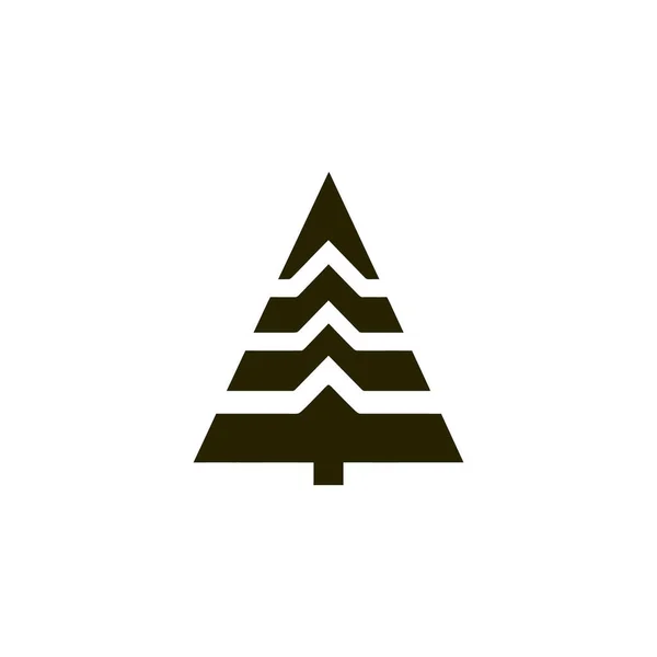 クリスマスツリーフラットブラックアイコン ベクトルイラスト — ストックベクタ