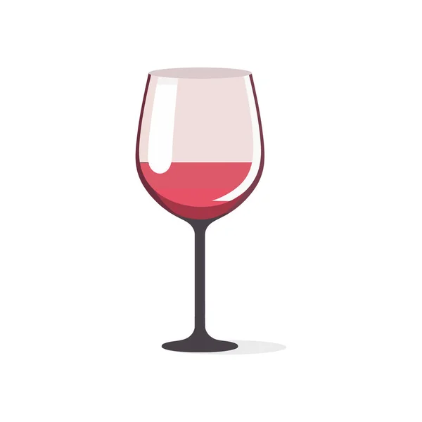 Bicchiere Vino Trasparente Design Piatto Isolato Sfondo Bianco Illustrazione Vettoriale — Vettoriale Stock