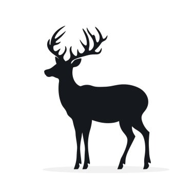 Beyaz arka planda geyik silueti. Vektör illüstrasyonu